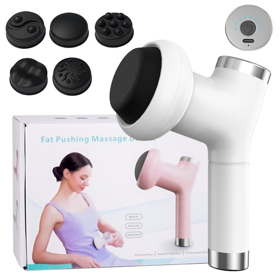 Mifanstech Handheld Back Massager, Ultra-Quiet Powerful Muscle Massager, Deep Tissue Massage Gun, Abdominal Fat Massager, Body Sculpting Machine featuring 5 Interchangeable Massage Heads, White