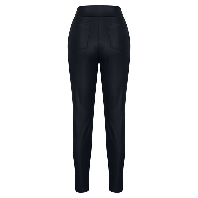 Pu Leather Pants for Women Tight Stretchy High Waist Button Pu Leather Pants for Women Tight Stretchy High Waist Button