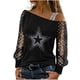 thumbnail image 1 of Camisas casuales florales de manga larga para mujer, jersey con hombros descubiertos, blusa holgada con lentejuelas brillantes, Tops tipo túnica Pompotops  gfhjh20278, 1 of 8