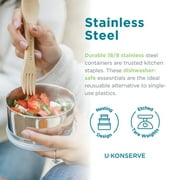 U-Konserve Stainless Steel Round Food Containers with Silicone Lids, Leak Proof & Dishwasher Safe (9 oz)