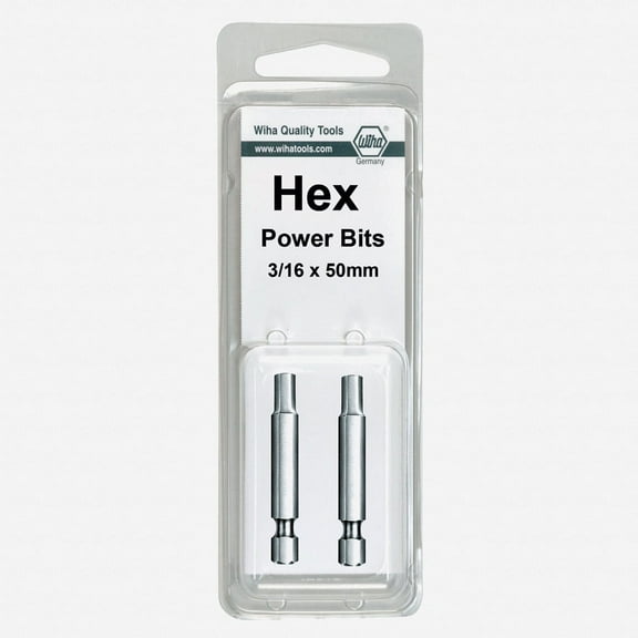 Wiha 74383 1/8" x 50mm Hex Power Bit (2 Pack)