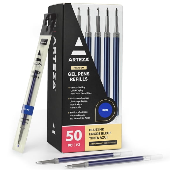 Recambios para bolígrafos de gel ARTEZA, paquete de 50 unidades, color azul Roller Ball