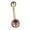 purple, variant on Belly Button Ring Navel Gold Plated Solitaire Body Jewelry 14g