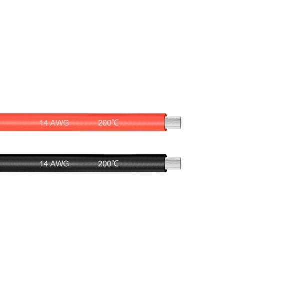 Unique Bargains Silicone Wire 14 Gauge Electric Wire Stranded Copper Wire 7 ft Black & Red
