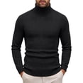 thumbnail image 2 of JUUYY Men's Turtleneck Sweater Long Sleeve Slim Fit Solid Color Knitted Warm Winter Casual Comfortable Base Layer Tops Pullover Black M, 2 of 8