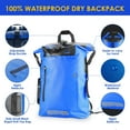 thumbnail image 3 of Dsseng Sac Sec 30 L Imperméable Sac à Dos Flottant Robuste Sac à Dos à Enroulement Sec Bleu pour Kayak Camping Randonnée Surf, 3 of 14