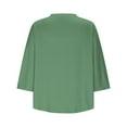 thumbnail image 5 of Loopsun Womens Tops Plus Size, Womens 3/4 Sleeve T Shirts, Women's Fashion Casual Solid 3/4 Sleeve Round Neck Pullover Top Army Green L, 5 of 5