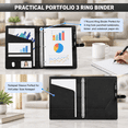 Black 3 Ring Binder Organizer, PU Leather Professional Portfolio Folder ...