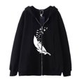 thumbnail image 1 of Sudadera con capucha y cremallera de plumas Harajuku gótica de hip-hop oscuro para hombre y mujer, chaqueta Harajuku, sudadera, 1 of 5