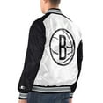 thumbnail image 2 of Men's Starter White/Black Brooklyn Nets Renegade Satin Full-Snap Varsity Jacket, 2 of 2