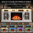 thumbnail image 4 of PAPROOS Fireplace TV Stand with LED Lights for 65" TVs, Electric Entertainment Center with 23'' Fireplace, for 400 Sqt Heating Area, Black Tabletop&White Cabinet, 4 of 9