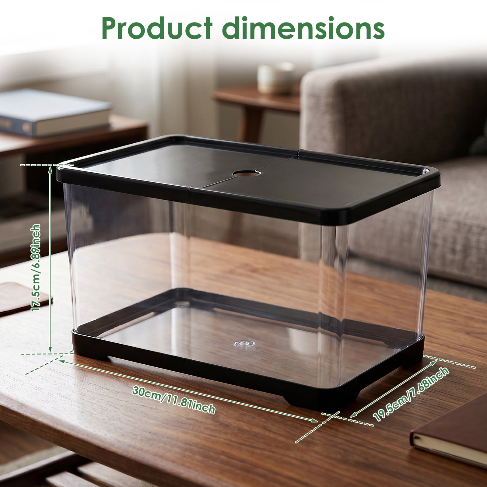 Austok PC Rectangular Fish Tank Aquarium for Fish Reptile Succulent Flower Centerpiece Shatterproof with Clear Clarity for Home Office Desktop Decor