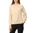 thumbnail image 6 of Allegra K Women's Work Ruffle Trim Neckline Solid Shirt Button Decor Blouse, 6 of 7
