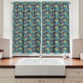 thumbnail image 2 of Ambesonne Floral Kitchen Curtains, Vintage-Colored Flowers Art, 55"x39", Blue Mustard and Vermilion, 2 of 3