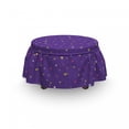 thumbnail image 3 of Abstract Ottoman Cover, Stars Network Lines Dots, 2 Piece Slipcover Set with Ruffle Skirt for Square Round Cube Footstool Decorative Home Accent, Standard Size, Blue Violet Pink Yellow, by Ambesonne, 3 of 5