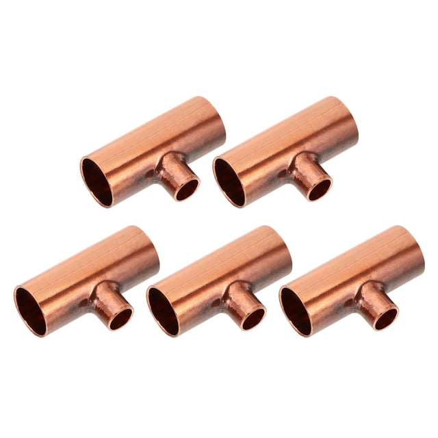 Uxcell Conector de Tee Reductor de Cobre 5/8" x 5/16" x 5/8" ID, 5 piezas