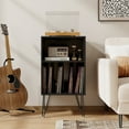 thumbnail image 2 of Patiojoy Home Record Player Stand w/ Storage 3-Tier Vinyl Record Storage Cabinet Turntable Stand w/ Charging Station Open Shelf & 4 Dividers Black, 2 of 9