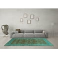 thumbnail image 3 of Ahgly Company Machine Washable Indoor Rectangle Oriental Turquoise Blue Industrial Area Rugs, 8' x 10', 3 of 4