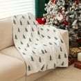 thumbnail image 6 of Soft Tree Print Plush Blanket - White Black Pine Design, All-Season Cozy Throw for Indoor & Outdoor Use, Machine Washable Geometric Pattern, Perfect for Camping and Naps, 6 of 9