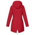 thumbnail image 2 of Rain Jacket Women Striped Lined Hooded Lightweight Raincoat Outdoor Waterproof Windbreaker Red XXXL, 2 of 4