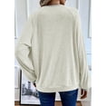 thumbnail image 6 of SHEWIN Womens Sweatshirt Ribbed Texture Button Up V Neck Sweatshirts Long Sleeve Patchwork Shirts Casual Fall Pullover Tops, 6 of 9