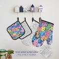 thumbnail image 5 of Vibrant Colorful Unicorn 5 Pcs Kitchen Set Heat Resistant Oven Mitts and Non-Slip Pot Holders with Adjustable Cooking Apron, 5 of 6