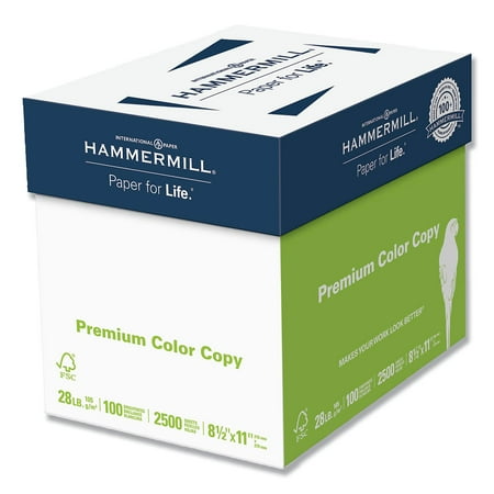 Bright White 65 Lb Copy - Hammermill Color Copy Paper, 100 Bright, 28 lb., Letter, Photo White, 500/RM, 5 RM/CT