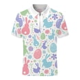 thumbnail image 4 of Mens Easter Tee Fashion Digital 3D Printing Lapel Zipper Short Sleeve Holiday Clothing for Men,White,L, 4 of 5