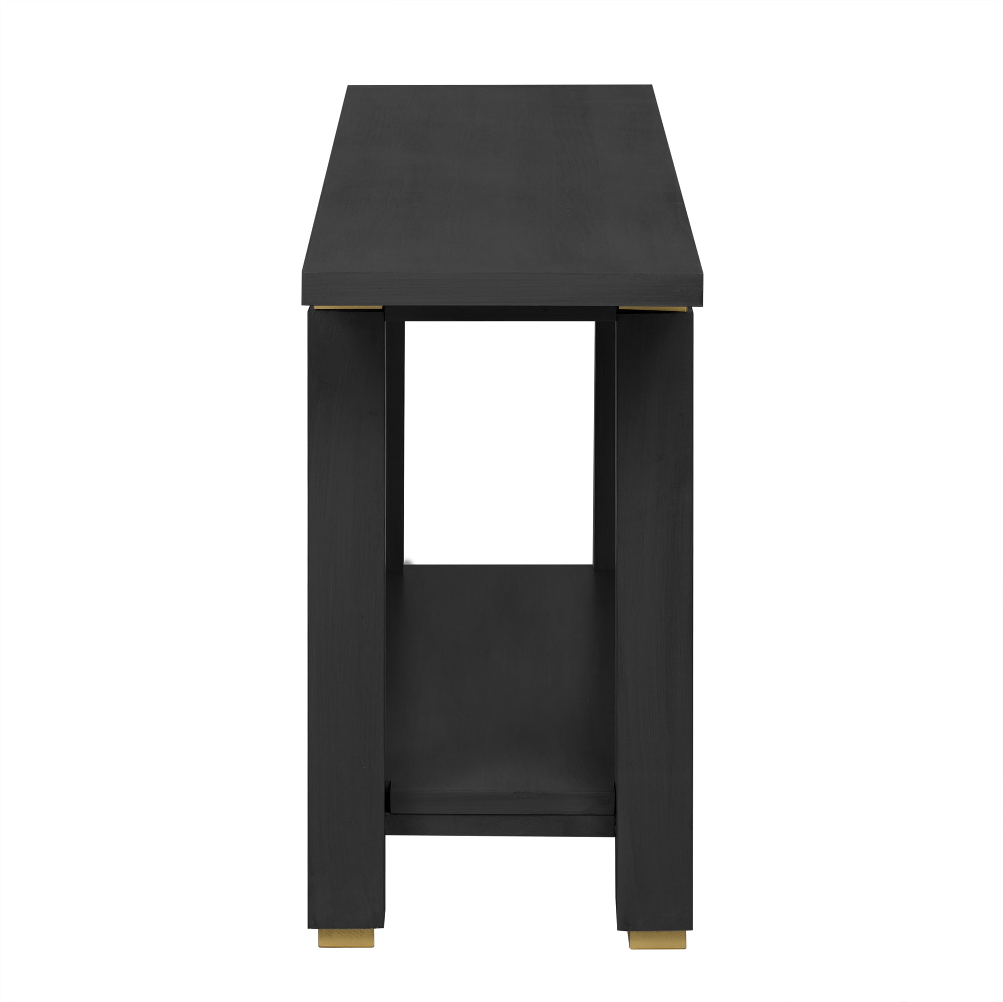 Euroco 63" Long Console Table, Solid Wood Narrow Sofa Table Behind Couch with Open Shelf,Modern Entryway Table for Hallway Living Room,Black