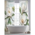 thumbnail image 5 of White Floral Sheer Curtains 84 Inch Length 2 Panels Set, Pastoral Farmhouse Magnolia Flowers Leaves Voile Window Treatment Rod Pocket Curtains Sheers Drapes for Bedroom/Living Room/Kitchen 52"x84"x2, 5 of 7