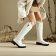 thumbnail image 4 of Rokment Women's Platform Knee High Winter Boots Fashion Casual Puffers Plush Lined Chunky Mid Heel Wide Calf Snow Dress Boots for Women Cold Weather White Size 6.5, 4 of 6
