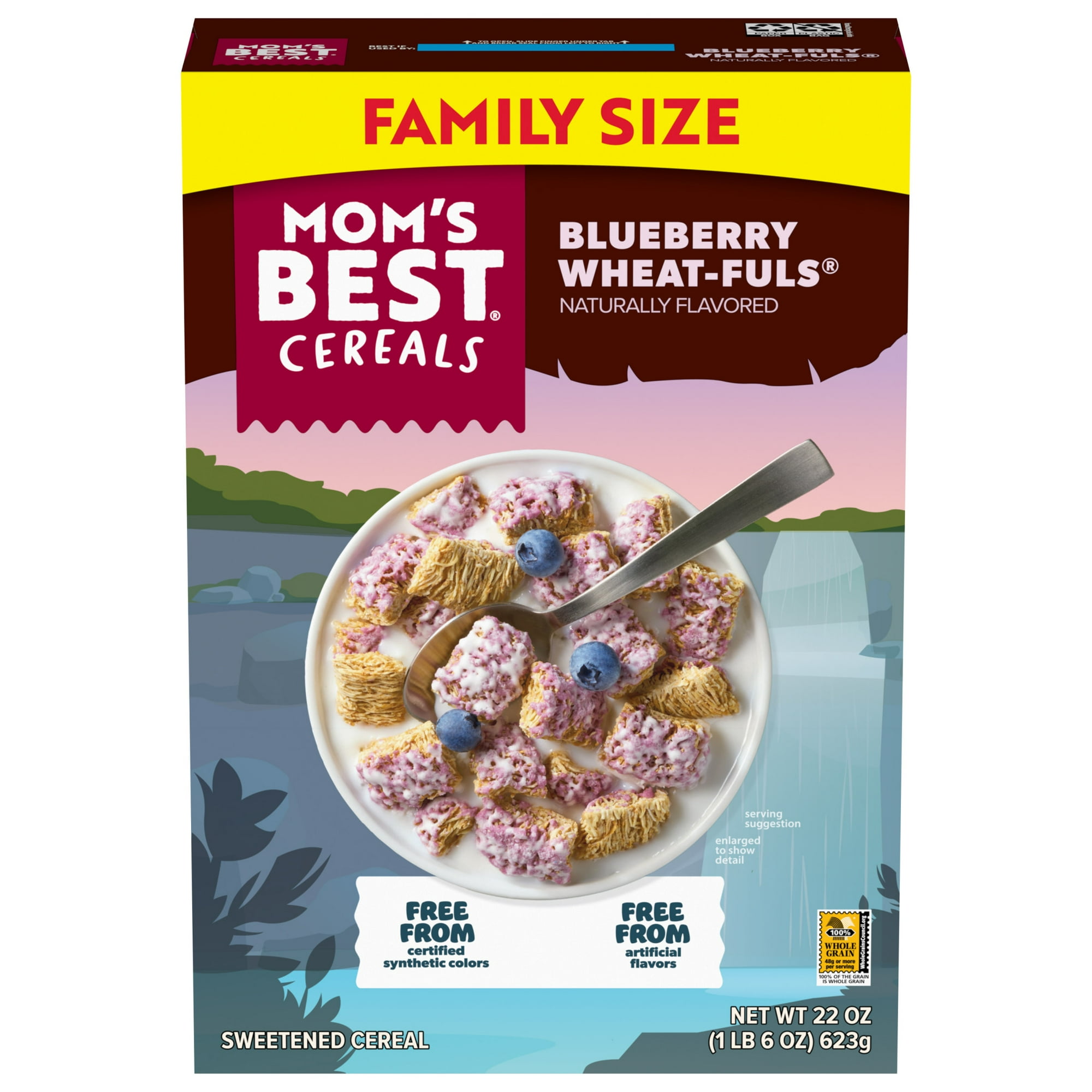 Mom's Best Blueberry Wheatfuls Cereal, Whole Grain, Heart Healthy, No High Fructose Corn Syrup, 22 oz Box