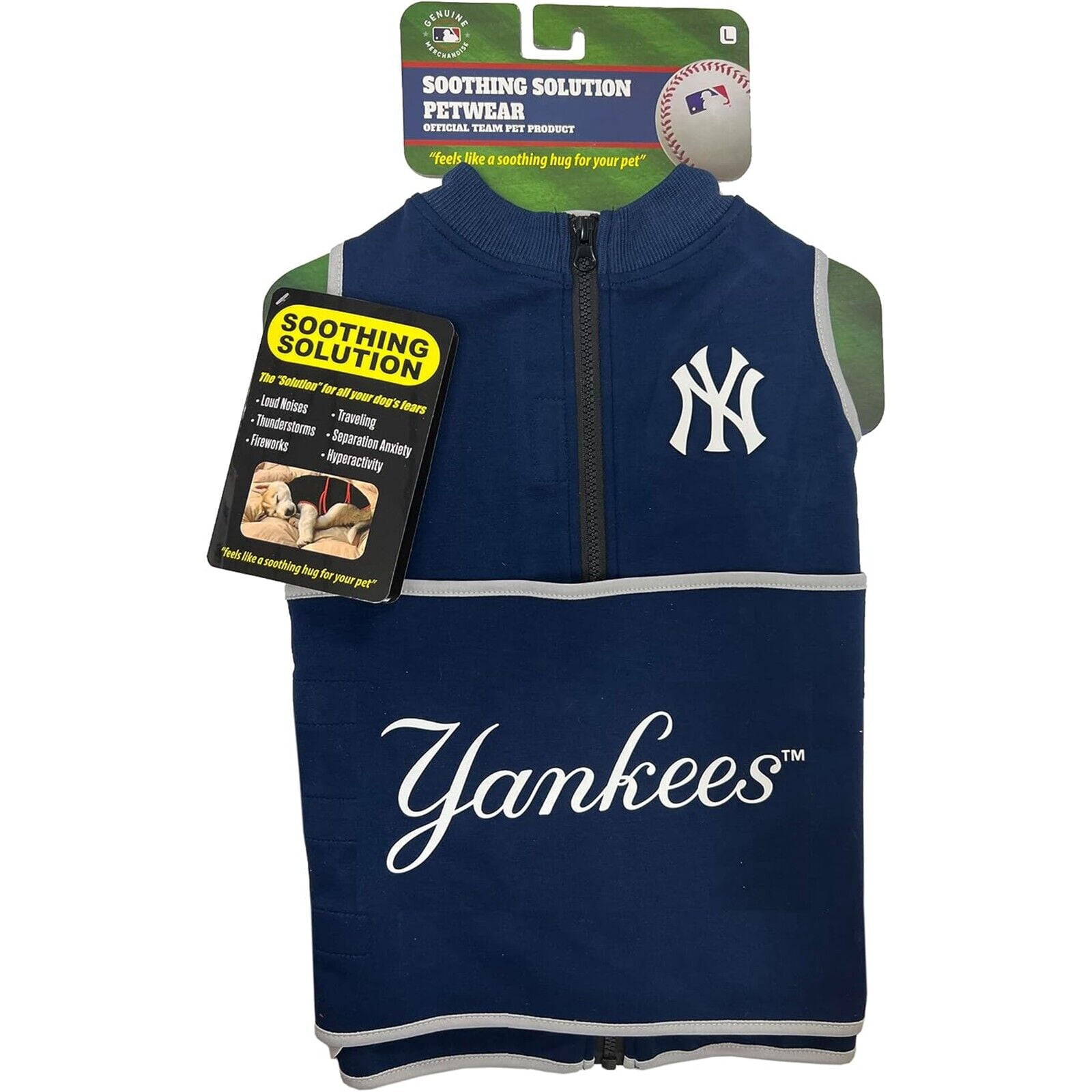 Pets First New York Yankees Dog Anxiety Calming Shirt Soothing Solution Vest, Dogs & Cats Keeps Dogs Calm & Feeling Safe, Relaxing Jacket, Medium