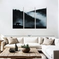 thumbnail image 3 of Elephant Stock Foggy Mountain Bear Wall Art - Horizontal Multi Panel Canvas - Living Room Wall Decor - Nature Multi Panel - Black And White Decor - 74" x 48", 3 of 8