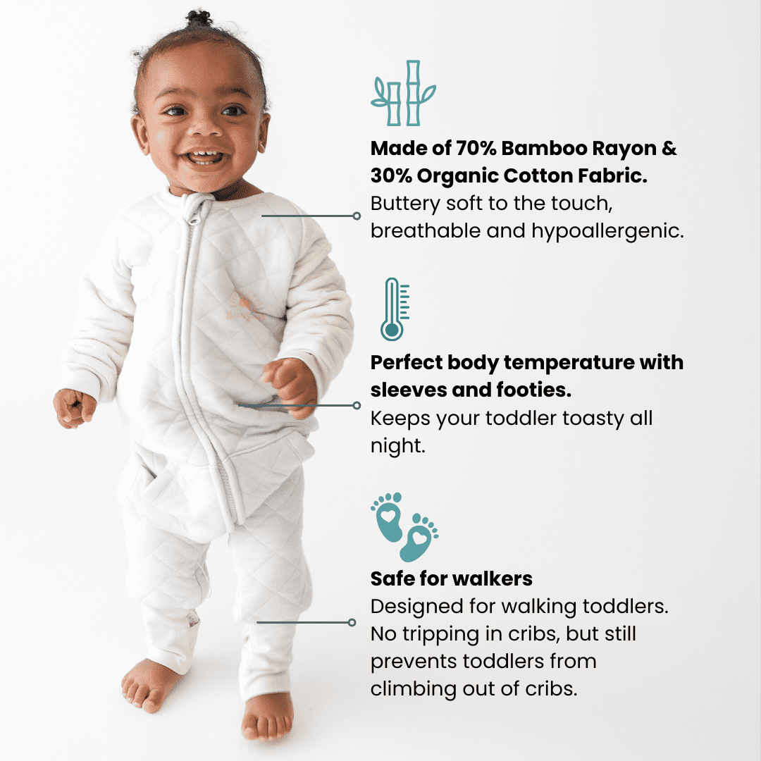 Tealbee Dreamsie - Bamboo Sleep Sack with Sleeves and Footies - (1.2 Tog) Sunshine 3T-4T