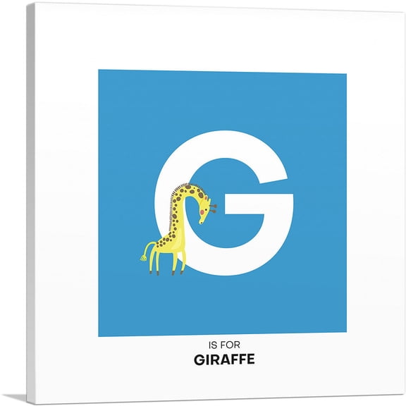 ARTCANVAS Kids Animal Alphabet Letter G Canvas Art Print - Size: 12" x 12" (0.75" Deep)
