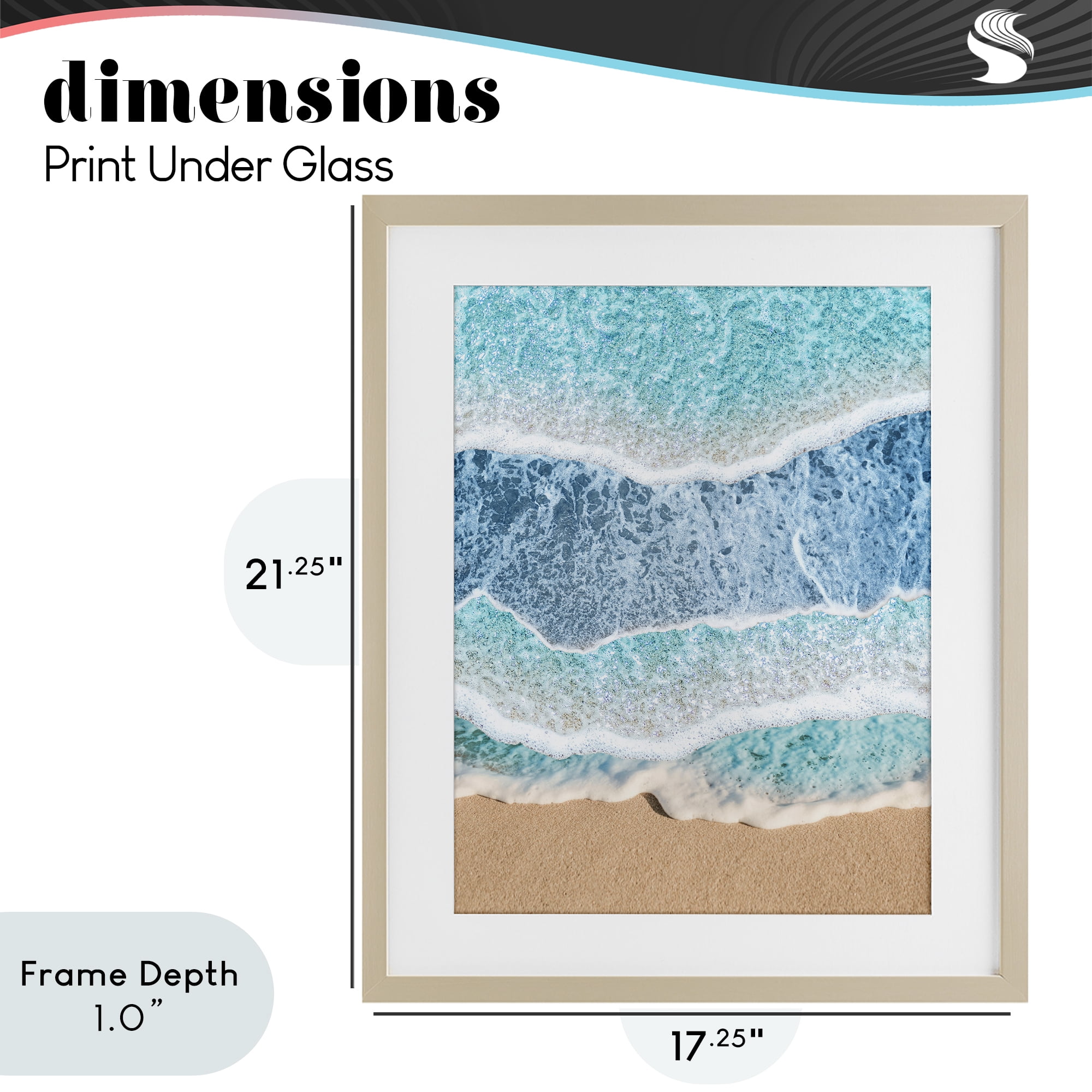 Stupell Industries Overlapping Shore Waves Birch Framed Print Under Glass, design by Jesse Keith