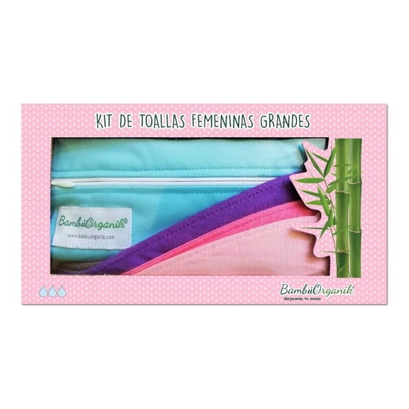 Kit 3 Toallas Femeninas Tela Bambú Bamboo Organik Grandes