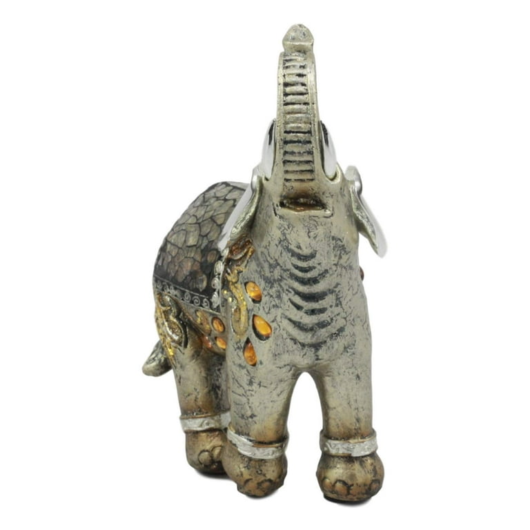 Ebros Silver Bejeweled Mosaic Feng Shui Elephant Figurine 6