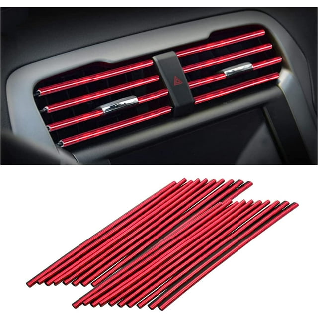 20 tiras decorativas para aire acondicionado de coche para salida de ventilación, universal, impermeable, flexible, decoración de salida de ventilación, adecuada para la mayoría de salidas de ven