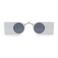 thumbnail image 3 of Keyhole Bridge Rectangle Bar Shape Round Circle Lens Hipster Sunglasses White - Black, 3 of 8