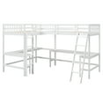 thumbnail image 3 of MAYEERTY Wood Twin Size L-Shaped Loft Bed with Ladder and 2 Built-in L-Shaped Desks, White, 3 of 16