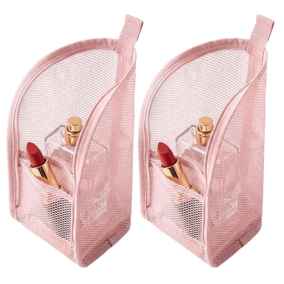 Vertical toiletry bag, 2026 new EVA mesh large capacity cosmetics waterproof bag, upgraded portable lightweight travel toiletry bag waterproof toiletry storage bag (pink 2 bags)