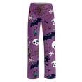 thumbnail image 5 of Gelikeya Halloween Pajama Pants Kids Boys Girls Loose Fit Cotton Pajamas Casual Loungewear Pj Pants 3-14Y (Purple, 9-10 Years), 5 of 5