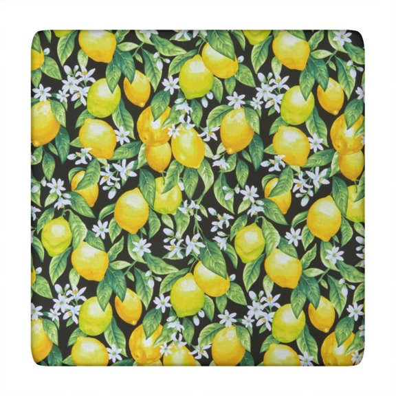 Tablecloth with Lemon Pattern Bright Yellow Fruit Print Cute Floral Design for Summer Dining