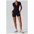 thumbnail image 2 of AEXTO Fashion Zipper Yoga Jumpsuit Short Playsuit Women Romper Short Sleeve Gym Fitness Overalls One Piece Sports Suit Unitard, Athletic Style Activewear, Stylish Activewear, 2 of 7