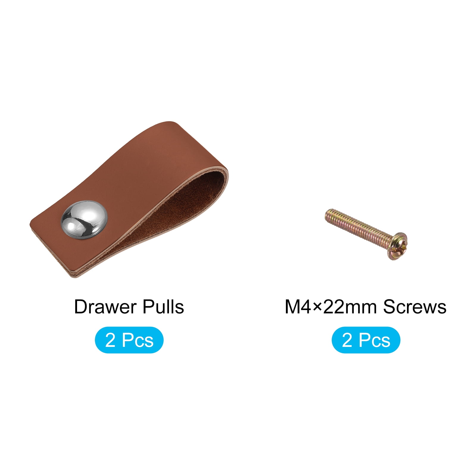 Unique Bargains Leather Drawer Pulls Furniture Handles Drawer Knobs Pulls Brown Silver