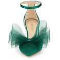 thumbnail image 2 of Zapatos de tacón alto de aguja Allegra K con correa en el tobillo y pajarita para mujer Verde 38, 2 of 6