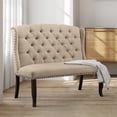 thumbnail image 2 of Furniture of America Sinuata Fabric Tufted 2-Seater Loveseat Bench in Beige, 2 of 6