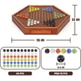 thumbnail image 2 of 15 Inch Wooden Chinese Checkers Board Game Set 72 Glass Marbles Dual Sided Storage Drawer Educational Travel Indoor, 2 of 7